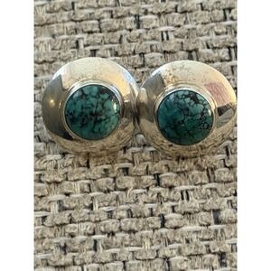 Native American Turquoise Sterling Silver Earrings Peggy P Skeets #755